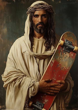 Jesus with Skateboard