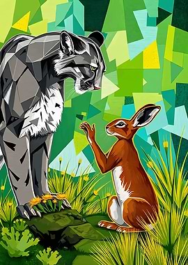 Cougar and Hare Encounter