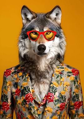 Wolf in Floral Suit