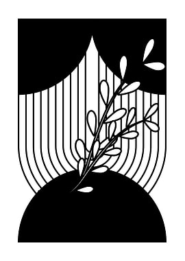 Black and White Floral Art
