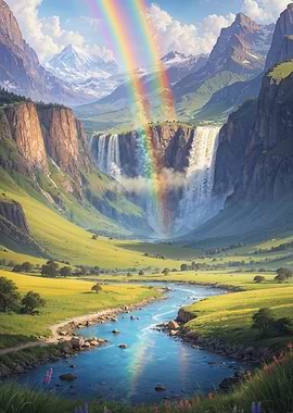 Rainbow Waterfall Landscape
