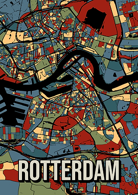 Rotterdam City Map Art
