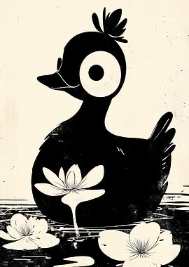 Black and White Duck Illustration