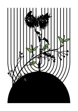 Black and Green Plant Illustration