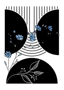 Black and Blue Floral Art
