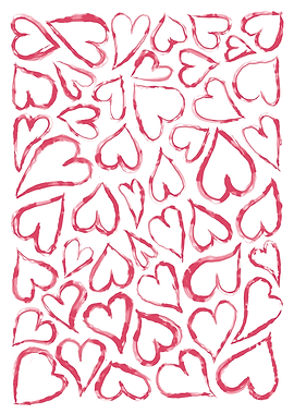 Pink Watercolour Line Hearts