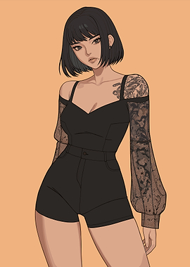 Black Outfit Illustration