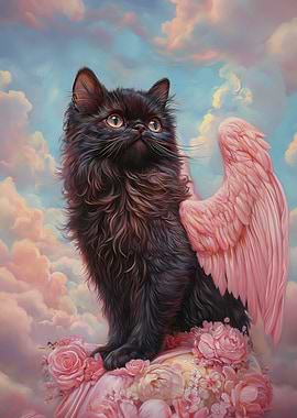 Persian Cat with Pink Wings | Persian cat angel