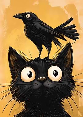 Black Cat and Crow