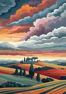 Sunset Over Tuscan Hills