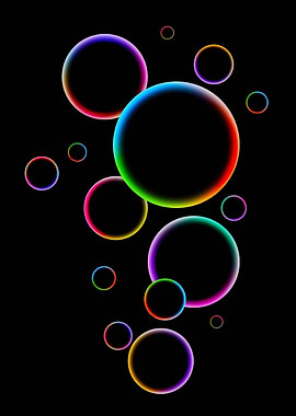 Rainbow Bubbles on Black