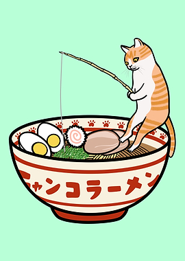 Cat Fishing on the Ramen Bowl