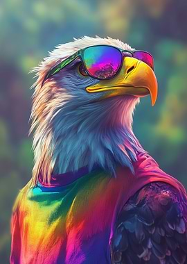 Cool Eagle in Tie-Dye