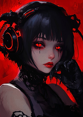 Red-Eyed Anime Girl