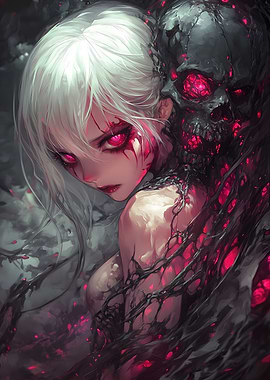 Anime Girl with Skull