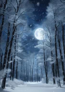 Snowy Forest Night