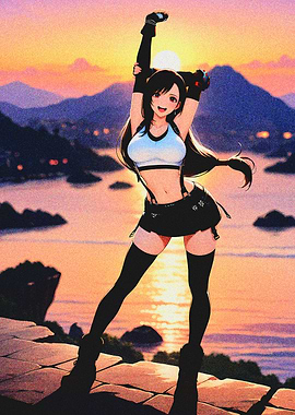 Tifa Lockhart Sunset Pose