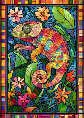 Stained Glass Chameleon