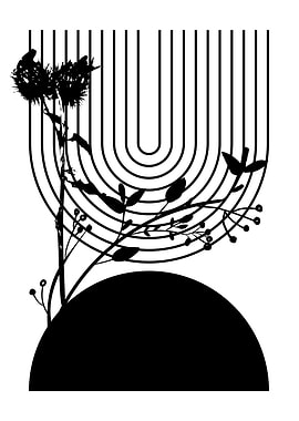 Black and White Floral Silhouette