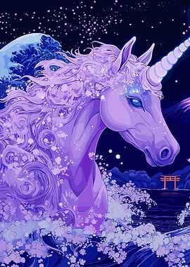 Purple Unicorn in Waves