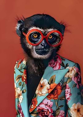Monkey in Floral Suit