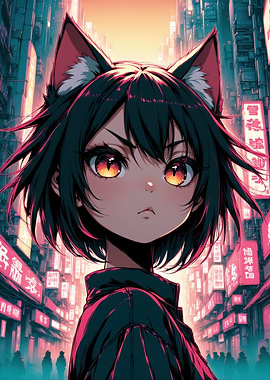 Anime Girl with Cat Ears