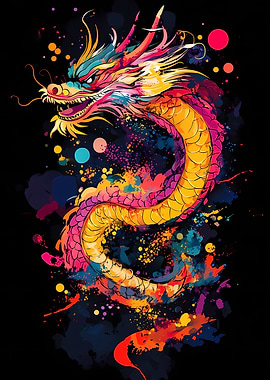 Colorful Japanese Dragon Art