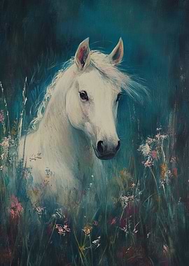 White Horse in Meadow