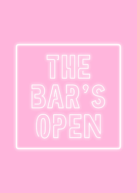 The bar's open pink neon bar sign