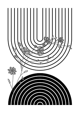 Black and White Floral Abstract