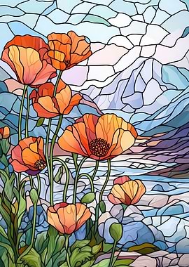 Stained Glass Poppies