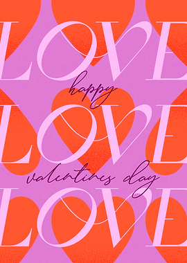 Happy Valentine's Day Poster with Love and Hearts Background