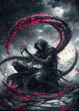 Dark Reaper with Crimson Petals