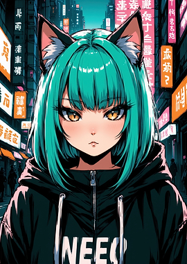 Anime Girl with Cat Ears