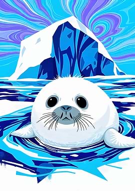 Cute Harp Seal in Arctic