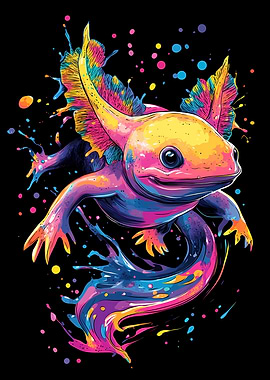 Colorful Axolotl Splash