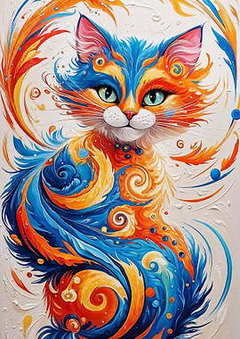 Whimsical Cat Painting