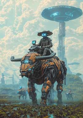 Cyberpunk Bull Rider