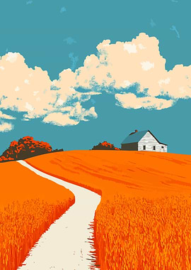Country Farm Field Minimalist Art