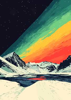 Aurora Sky Iceland Minimalist Art