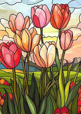 Stained Glass Tulips
