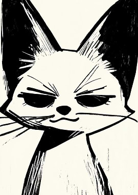 Black and White Fox Illustration