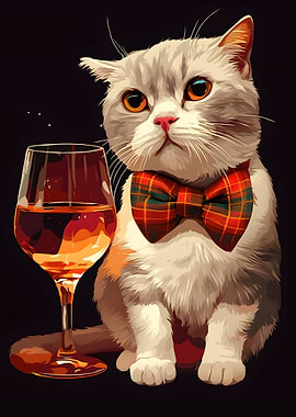 Cat with Wine Glass