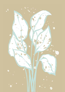 White Leaves on Beige