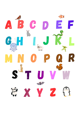 Animal Alphabet Chart - A to Z Fun and Colorful Wall Art