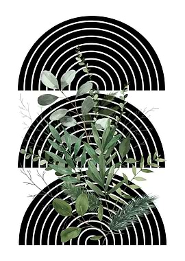 Green Leaves & Black Arcs