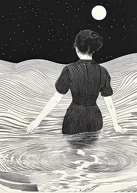 Woman in Wavy Landscape