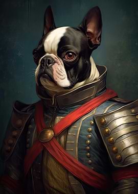 Boston Terrier in Military Attire