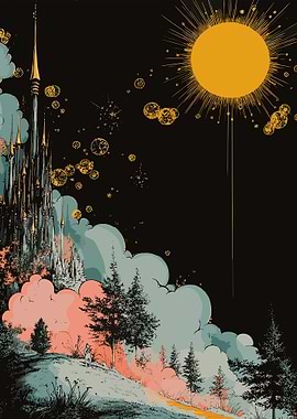 Fantasy Castle and Sun