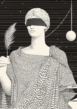 Blindfolded Figure with Feather